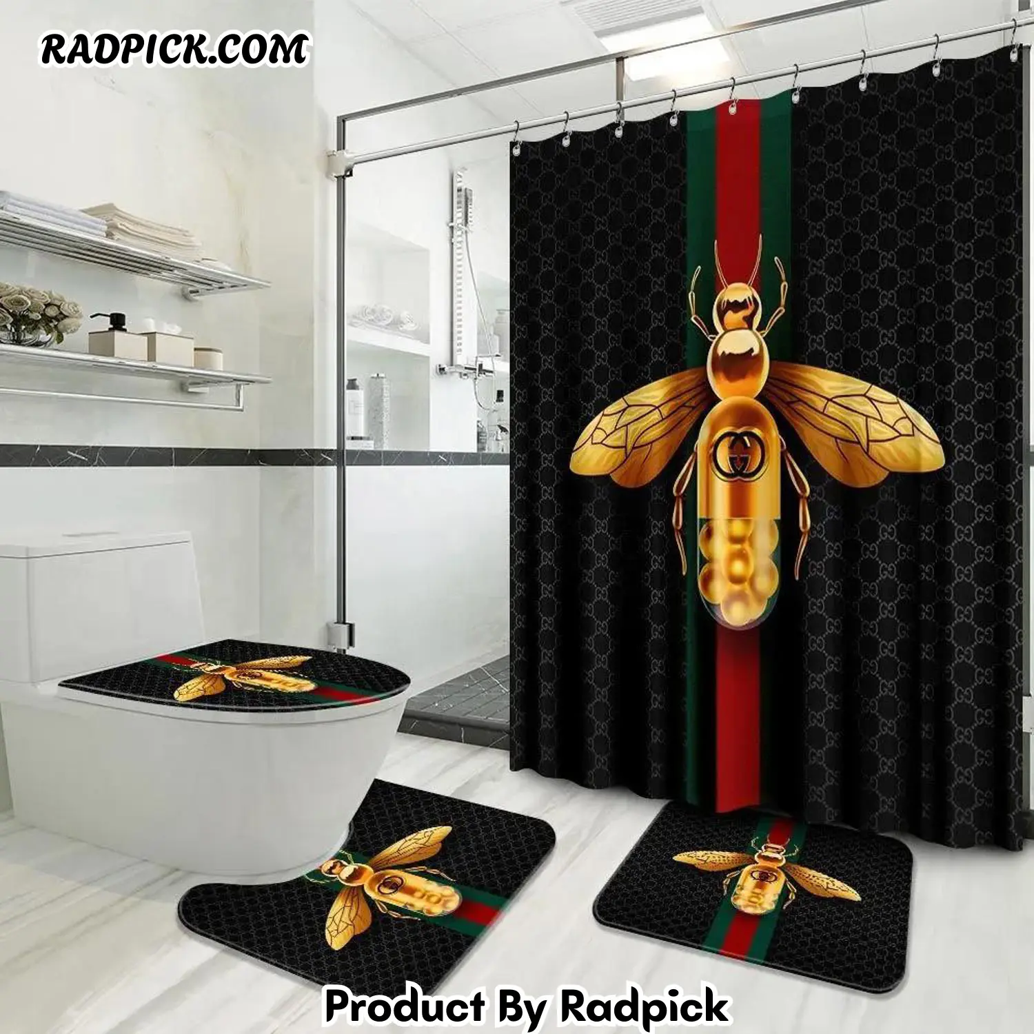 Gucci bathroom set luxury shower curtain waterproof luxury brand with logo gucci 23 167 bathroom set rp387802